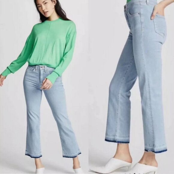 Veronica Beard Jeans Womens Size 25 Jackie In Sky Straight Leg Fray 10" Rise - Picture 1 of 16
